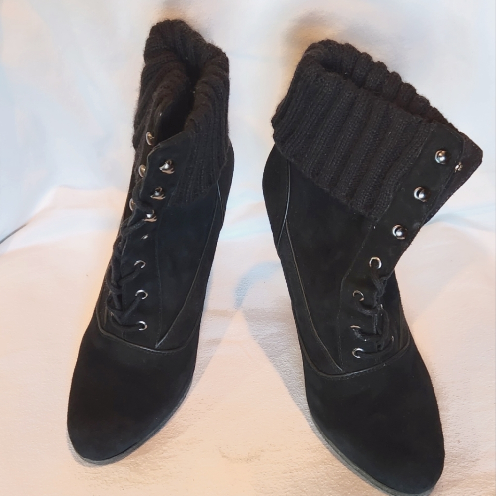Madison Harding Wedge Black Suede Boots